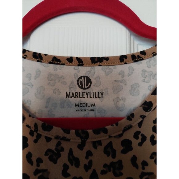 Marleylilly Womens Leopard Print Long-Sleeve Top Medium - Picture 2 of 3
